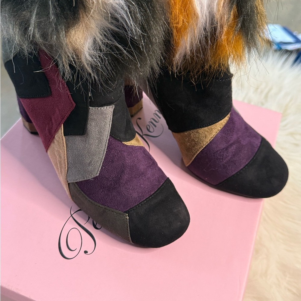 Penny Loves Kenny Women's Colorful Faux Fur Heeled Boots - Picture 3 of 5